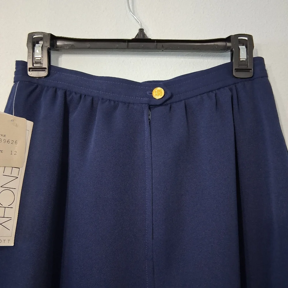 Vintage Givenchy Skirt Navy Blue A-line Midi Lined Zipper Button Closure Pockets - Picture 9 of 16